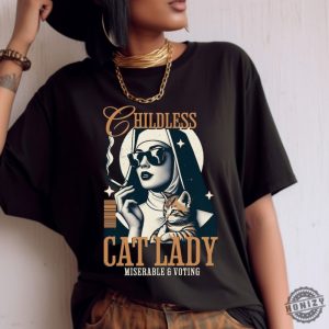 Childless Cat Lady Shirt Cat Lady Ally Feminist Sweatshirt Antirepublican Tshirt Pro Choice Liberal Fight For Democracy Hoodie Religious Prochoice Shirt honizy 2