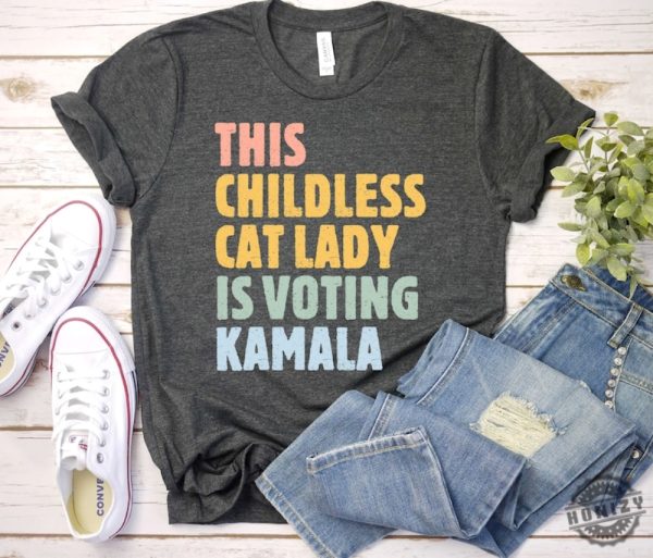 Kamala Harris Tshirt This Childless Cat Lady Is Voting Kamala Sweatshirt Kamala Harris 2024 Hoodie President Harris 2024 Shirt honizy 1