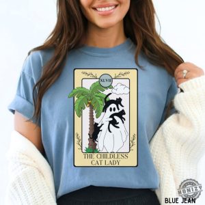 Childless Cat Lady Political Shirt Election 2024 Tarot Card Sweatshirt Antitrump Tshirt Leftist Gift Feminist Hoodie Harris 2024 Vote Blue Shirt honizy 4