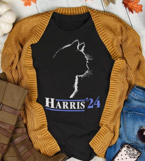 Harris 2024 For President Shirt Kamala Harris Tshirt Kamala Sweatshirt Childless Cat Women Kamala Cat Silhouette Harris 24 Shirt honizy 1