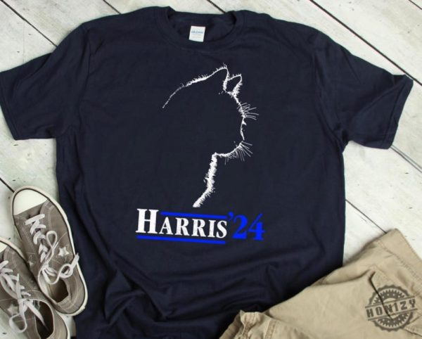 Harris 2024 For President Shirt Kamala Harris Tshirt Kamala Sweatshirt Childless Cat Women Kamala Cat Silhouette Harris 24 Shirt honizy 3