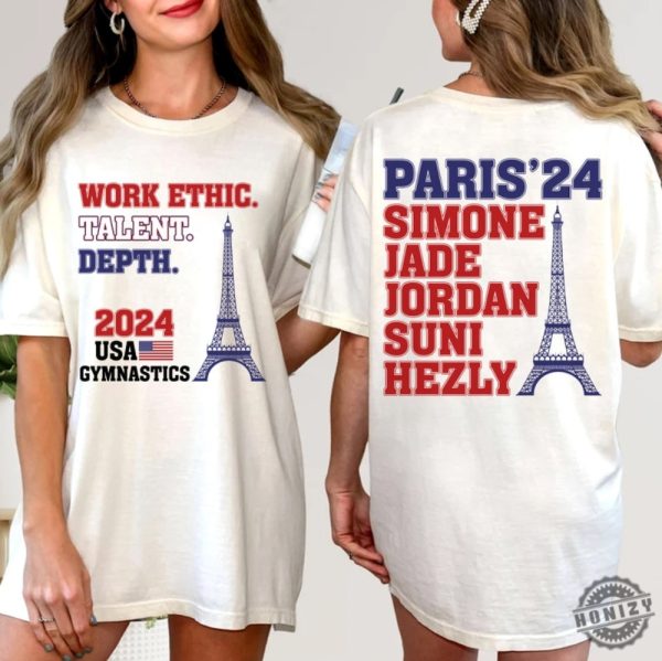 Usa Gymnastics Shirt Red White Blue Tshirt 2024 Women Team Sweatshirt Gymnast Gift honizy 1