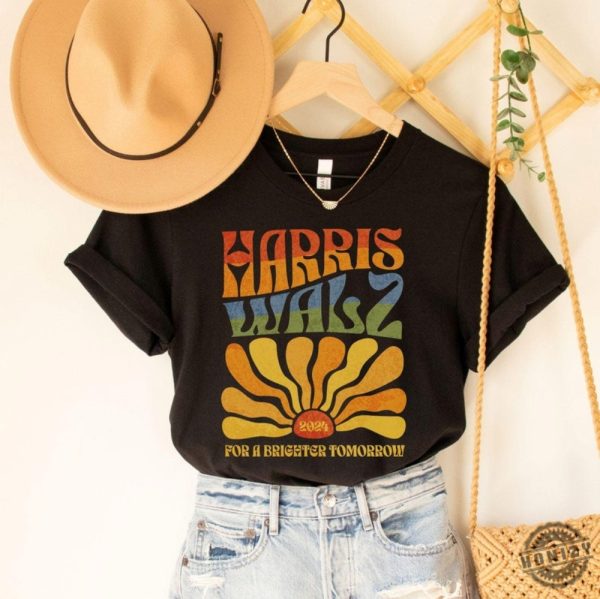 Harris Walz 2024 Shirt Kamala Harris Tim Walz Sweatshirt Boho Aesthetic Retro Tshirt Election 2024 Hoodie Lgbtqia Rainbow Vote Democrat Vote Blue Shirt honizy 1