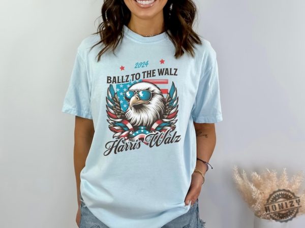 Funny Harris Walz Shirt Ballz To The Walz Tshirt Harris Walz 2024 Sweatshirt Sunglasses Eagle Election Shirt honizy 1