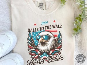 Funny Harris Walz Shirt Ballz To The Walz Tshirt Harris Walz 2024 Sweatshirt Sunglasses Eagle Election Shirt honizy 2