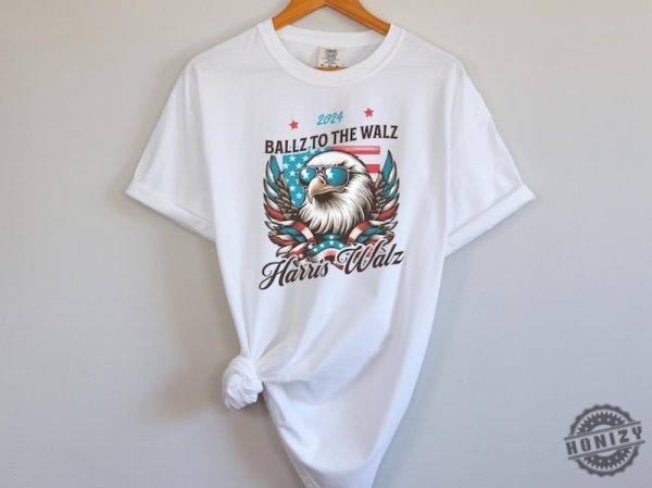 Funny Harris Walz Shirt Ballz To The Walz Tshirt Harris Walz 2024 Sweatshirt Sunglasses Eagle Election Shirt honizy 4