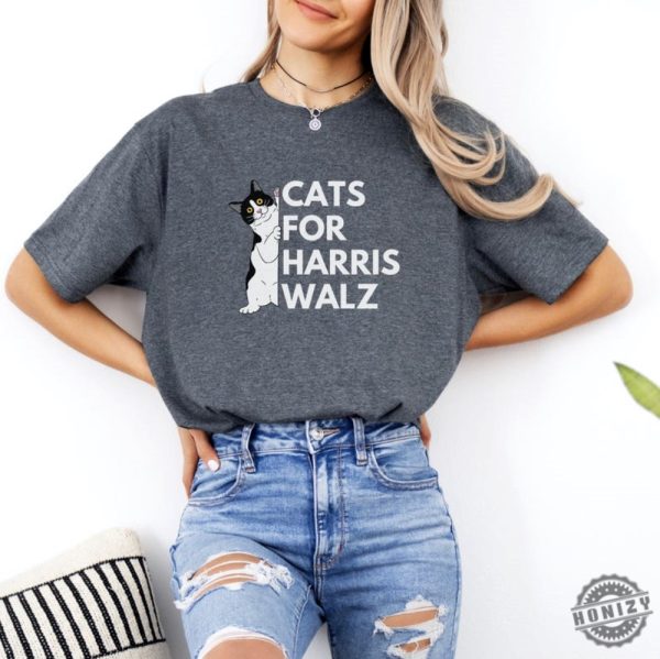 Cats For Harris Walz Progressive 2024 Election Shirt Pro Harris 2024 Political Sweatshirt Democratic Tshirt Liberal Hoodie Voting Shirt honizy 2