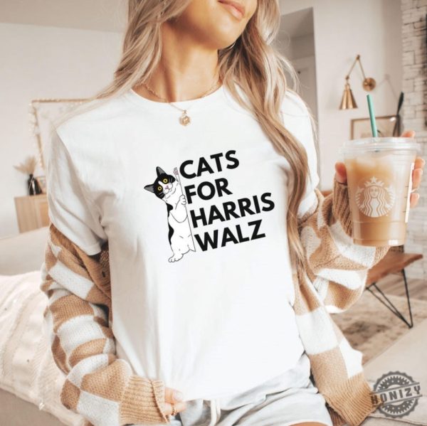 Cats For Harris Walz Progressive 2024 Election Shirt Pro Harris 2024 Political Sweatshirt Democratic Tshirt Liberal Hoodie Voting Shirt honizy 3