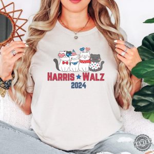 Harris Walz 2024 Shirt Cute Cat Political Hoodie Election 2024 Sweatshirt Childless Cat Lady Votes Tshirt For Cat Moms Shirt honizy 3