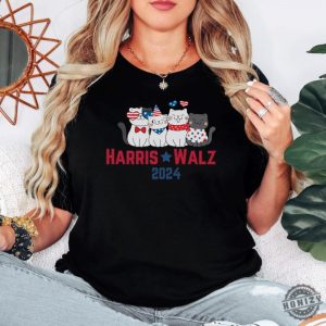 Harris Walz 2024 Shirt Cute Cat Political Hoodie Election 2024 Sweatshirt Childless Cat Lady Votes Tshirt For Cat Moms Shirt honizy 5