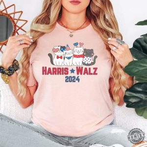 Harris Walz 2024 Shirt Cute Cat Political Hoodie Election 2024 Sweatshirt Childless Cat Lady Votes Tshirt For Cat Moms Shirt honizy 6