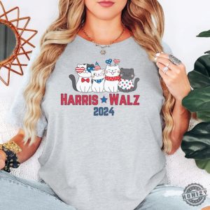 Harris Walz 2024 Shirt Cute Cat Political Hoodie Election 2024 Sweatshirt Childless Cat Lady Votes Tshirt For Cat Moms Shirt honizy 7