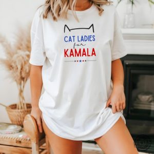 Cat Ladies For Kamala Shirt Kamala Harris 2024 President Sweatshirt Cat Mom Hoodie Kamala Rally Tshirt Childless Cat Ladies Kamala Shirt honizy 3