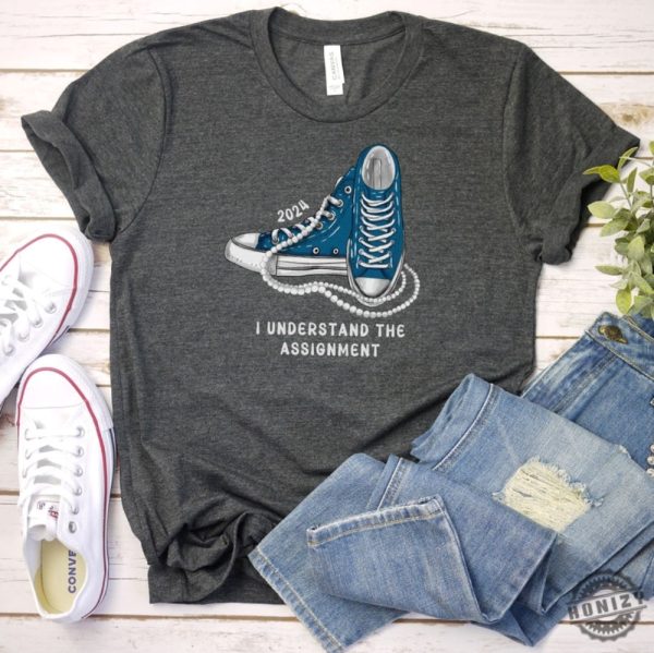 I Understand The Assignment Vote Blue Rally Sweatshirt Kamala Harris Sneakers And Pearls Hoodie Save Democracy Tshirt Plus Sizes 2024 Activist Shirt honizy 1