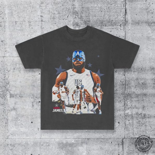 Usa Basketball Team Paris Lebron James Lecaptain America Shirt honizy 1