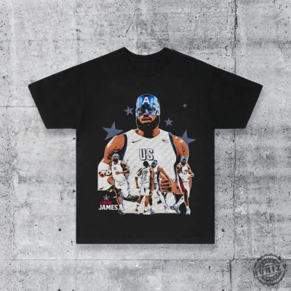 Usa Basketball Team Paris Lebron James Lecaptain America Shirt honizy 2