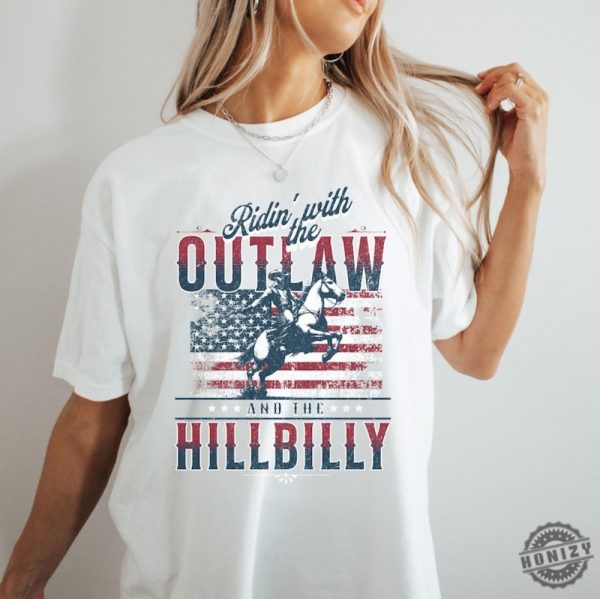 Ridin With The Outlaw And The Hillbilly Trump Shirt 2024 Election Conservative Political Republican Trump Supporter Presidential Voting Maga Shirt honizy 6