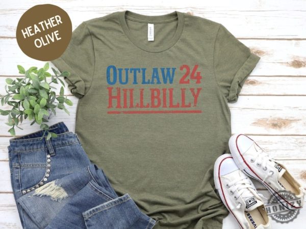 Outlaw 24 Hillbilly Shirt Vintage Graphic Tshirt Southern Style Sweatshirt Red White Blue Design Unisex Casual Wear Hoodie Retro Look Gift Idea honizy 1