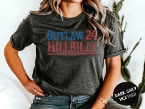 Outlaw 24 Hillbilly Shirt Vintage Graphic Tshirt Southern Style Sweatshirt Red White Blue Design Unisex Casual Wear Hoodie Retro Look Gift Idea honizy 3