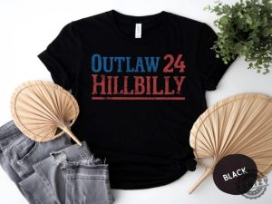 Outlaw 24 Hillbilly Shirt Vintage Graphic Tshirt Southern Style Sweatshirt Red White Blue Design Unisex Casual Wear Hoodie Retro Look Gift Idea honizy 5