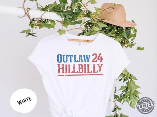 Outlaw 24 Hillbilly Shirt Vintage Graphic Tshirt Southern Style Sweatshirt Red White Blue Design Unisex Casual Wear Hoodie Retro Look Gift Idea honizy 6