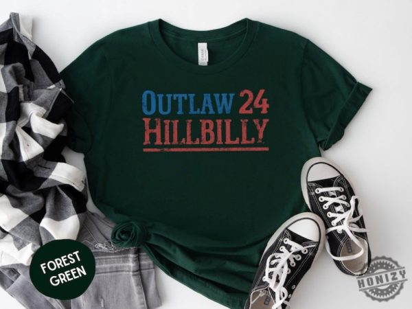 Outlaw 24 Hillbilly Shirt Vintage Graphic Tshirt Southern Style Sweatshirt Red White Blue Design Unisex Casual Wear Hoodie Retro Look Gift Idea honizy 7