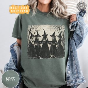 Vintage Girls Will Be Girls Witch Tshirt Funny Witch Vintage Sweatshirt Vintage Halloween Women Hoodie Witchy Vibes Shirt honizy 2