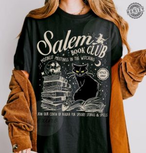 Salem Book Club Shirt Bookish Halloween Tshirt Sblack Cat Spooky Book Lover Hoodie Salem Witches Sweatshirt Spooky Season Thriller Reader Shirt honizy 4