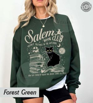 Salem Book Club Shirt Bookish Halloween Tshirt Sblack Cat Spooky Book Lover Hoodie Salem Witches Sweatshirt Spooky Season Thriller Reader Shirt honizy 5