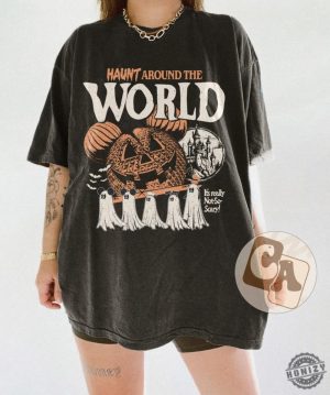 Vintage Disney Halloween Haunt Around The World Tshirt Mickey And Friends Ghost Sweatshirt Its Really Not So Scary Hoodie Halloween Pumpkin Shirt honizy 5