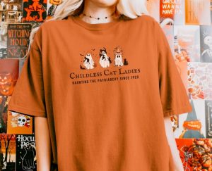 Halloween Childless Cat Lady Tshirt Cute Ghosts For Kamala Harris Hoodie The Patriarchy Feminism Sweatshirt Spooky Election Shirt 2024 honizy 4