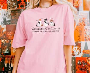 Halloween Childless Cat Lady Tshirt Cute Ghosts For Kamala Harris Hoodie The Patriarchy Feminism Sweatshirt Spooky Election Shirt 2024 honizy 6