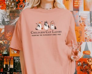 Halloween Childless Cat Lady Tshirt Cute Ghosts For Kamala Harris Hoodie The Patriarchy Feminism Sweatshirt Spooky Election Shirt 2024 honizy 8