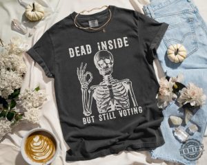 Dead Inside Vote Shirt Halloween Skeleton Sweatshirt Kamala Harris Walz Tshirt Political 2024 Election Hoodie Witchy Feminist Shirt honizy 3