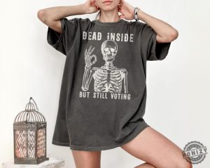 Dead Inside Vote Shirt Halloween Skeleton Sweatshirt Kamala Harris Walz Tshirt Political 2024 Election Hoodie Witchy Feminist Shirt honizy 5