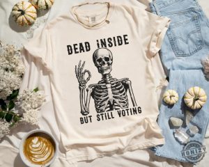 Dead Inside Vote Shirt Halloween Skeleton Sweatshirt Kamala Harris Walz Tshirt Political 2024 Election Hoodie Witchy Feminist Shirt honizy 6