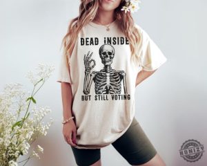 Dead Inside Vote Shirt Halloween Skeleton Sweatshirt Kamala Harris Walz Tshirt Political 2024 Election Hoodie Witchy Feminist Shirt honizy 8