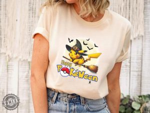 Happy Pokeween Shirt Pkm Halloween Sweatshirt Cartoon Anime Hoodie Pikachu Halloween Tshirt Halloween Party Shirt honizy 2