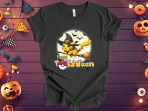 Happy Pokeween Shirt Pkm Halloween Sweatshirt Cartoon Anime Hoodie Pikachu Halloween Tshirt Halloween Party Shirt honizy 3