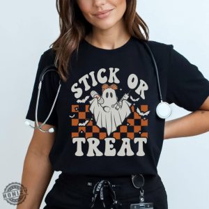 Ghost Nurse Halloween Shirt Stick Or Treat Sweatshirt Spooky Nurse Phlebotomy Tech Halloween Nurse Tshirt Hospital Halloween Party Shirt honizy 7