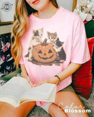 Vintage 90S Cat Halloween Shirt Spooky Season Tshirt Pumpkin Sweatshirt Cat Lover Hoodie Black Cat Shirt honizy 8