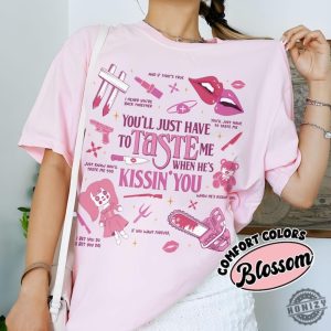 Youll Just Have To Taste Me When Hes Kissin You Shirt Short N Sweet Doodle Tshirt Song Lyrics Hoodie Taste Sabrina Shirt honizy 2