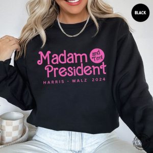 Madam President And Tim Shirt Kamala Harris Crewneck Sweatshirt Harris Walz 2024 Sweater Female President Tshirt Elect Harris Hoodie Voting Gift honizy 2