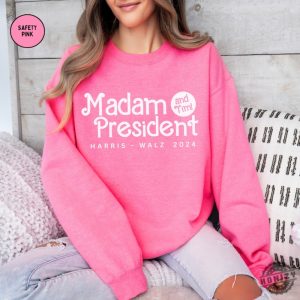 Madam President And Tim Shirt Kamala Harris Crewneck Sweatshirt Harris Walz 2024 Sweater Female President Tshirt Elect Harris Hoodie Voting Gift honizy 5