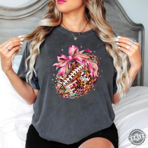 Disco Football With Ribbon Shirt For Women And Teens Girly Football Season Coquette Football Era Tshirt Fall Football Shirt honizy 5