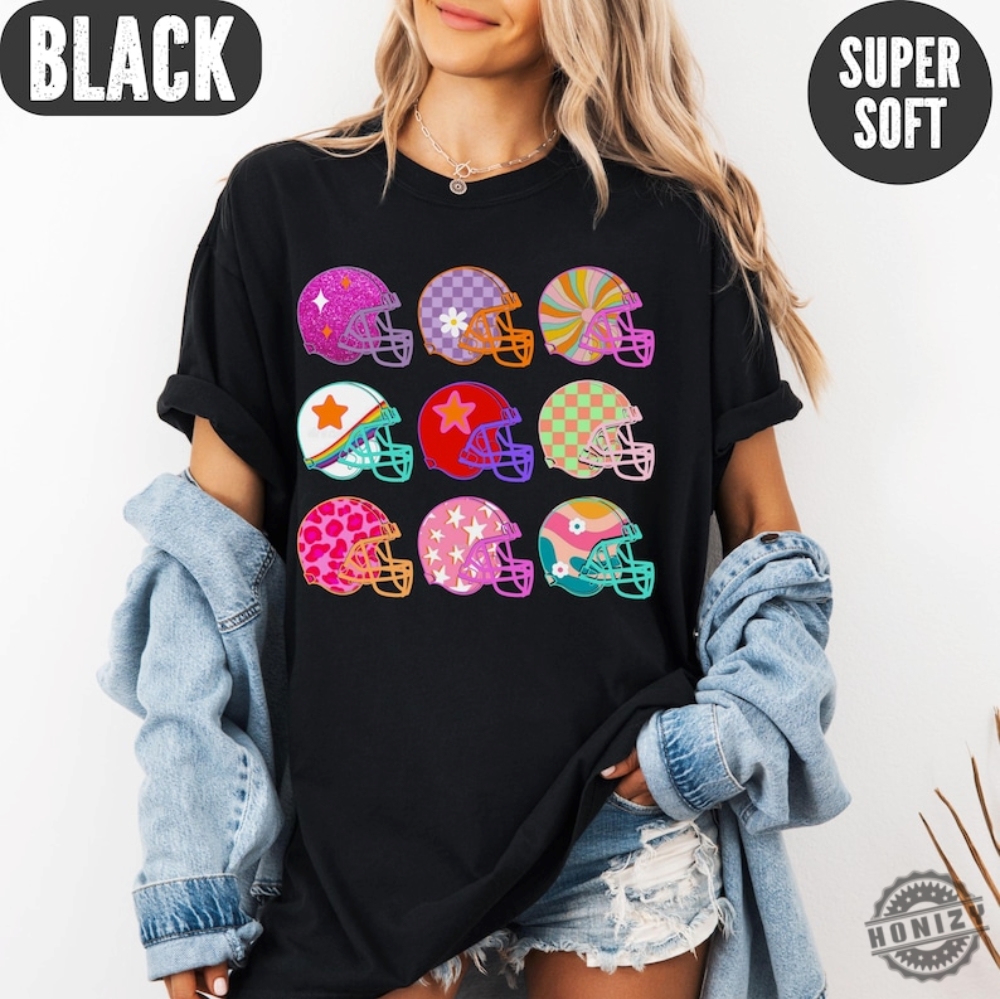 Football Shirt Girly Football Helmet Sweatshirt Coquette Football Tshirt Checkered Football Helmet Hoodie Daisy Print Helmet Tshirt