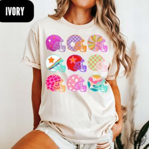 Football Shirt Girly Football Helmet Sweatshirt Coquette Football Tshirt Checkered Football Helmet Hoodie Daisy Print Helmet Tshirt honizy 5