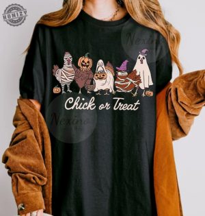 Halloween Chick Or Treat Shirt Halloween Chicken Tshirt Halloween Funny Chicken Sweatshirt Ghost Chicken Hoodie Chicken Lovers Shirt honizy 3