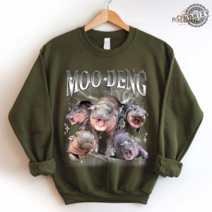 Moo Deng Meme Shirt Funny Shirt I Love Moo Deng Tee Moo Deng Fan Club Sweatshirt Hippo Lover Tshirt Cute Baby Hippo Lover Gift honizy 4