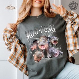 Moo Deng Meme Shirt Funny Shirt I Love Moo Deng Tee Moo Deng Fan Club Sweatshirt Hippo Lover Tshirt Cute Baby Hippo Lover Gift honizy 7